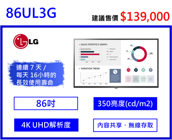 LG 86UL3G 商用顯示器