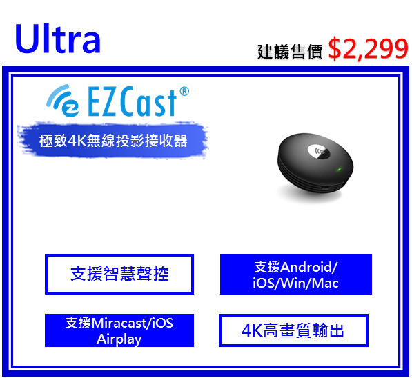 EZCast Ultra 極致4K無線投影棒